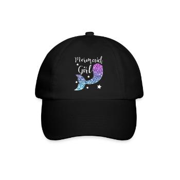 Mermaid Girl Meerjungfrau Geschenk Mädchen - Baseballkappe - Schwarz/Schwarz - Vorne