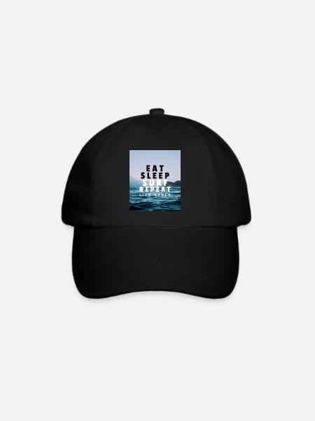 Eat Sleep Surf Repeat Life Style - Baseballkappe - Schwarz/Schwarz