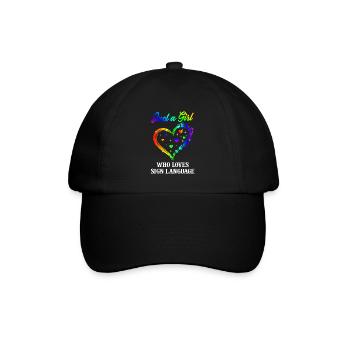 Just A Girl Who Loves Sign Language ASL Love - Baseballkappe - Schwarz/Schwarz - Vorne
