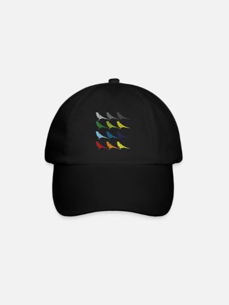 Neon Pop Art Retro Wellensittich Papagei Geschenk - Baseballkappe - Schwarz/Schwarz