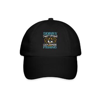 Angeln lustige Anglersprüche - Baseballkappe - Schwarz/Schwarz - Vorne