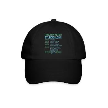 Programmierer Stundenlohn - Baseballkappe - Schwarz/Schwarz - Vorne