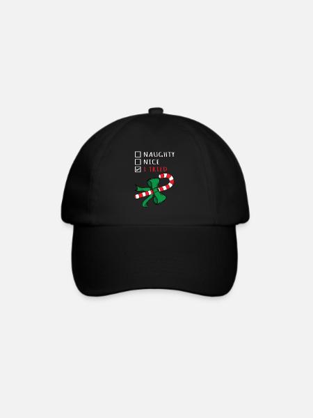 Christmas Candy Cane Gift Design - I Tried Checkli - Baseballkappe - Schwarz/Schwarz
