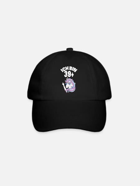 Einhorn Ich Bin 39 Plus 40. Geburtstag Geschenk - Baseballkappe - Schwarz/Schwarz