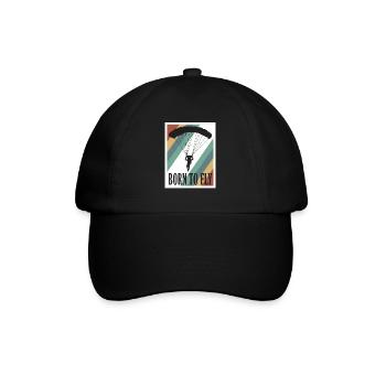Born To Fly Coole Fallschirmspringer Grafik - Baseballkappe - Schwarz/Schwarz - Vorne