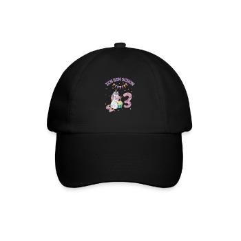 3. Geburtstag Einhorn - Baseballkappe - Schwarz/Schwarz - Vorne