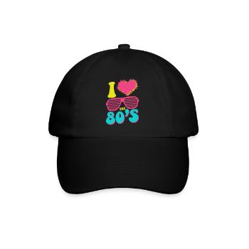 I love the 80's - 80er Jahre Retro - Baseballkappe - Schwarz/Schwarz - Vorne