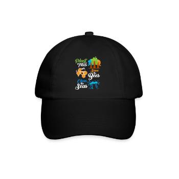 Plant more trees - save the bees - clean the seas - Baseballkappe - Schwarz/Schwarz - Vorne