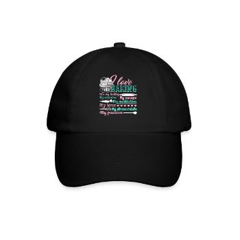 Bäcker Ich liebe Backen - Baseballkappe - Schwarz/Schwarz - Vorne