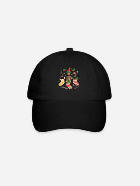 Dackel Weihnachten - Baseballkappe - Schwarz/Schwarz