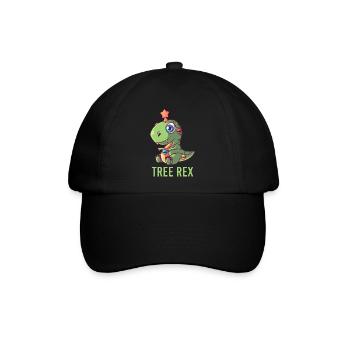 Süßes Tree Rex T-Rex Weihnachtsmann Geschenk Licht - Baseballkappe - Schwarz/Schwarz - Vorne