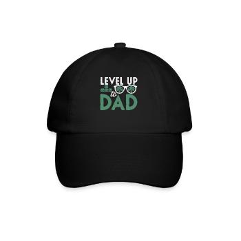 Level up to Gamer Dad - Baseballkappe - Schwarz/Schwarz - Vorne