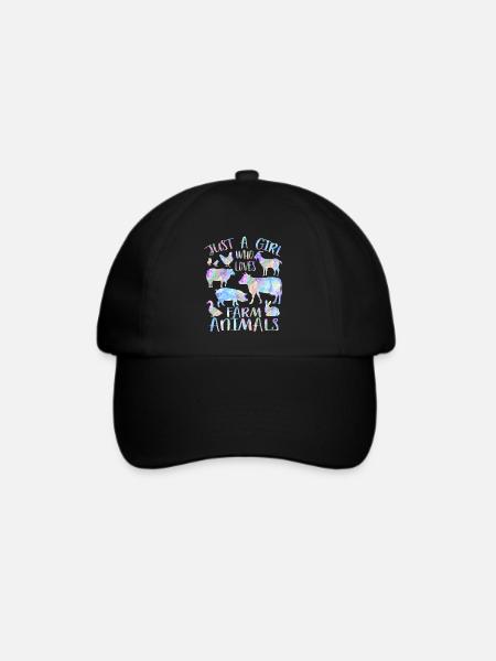 Nur ein Mädchen, das Nutztiere liebt - Baseballkappe - Schwarz/Schwarz