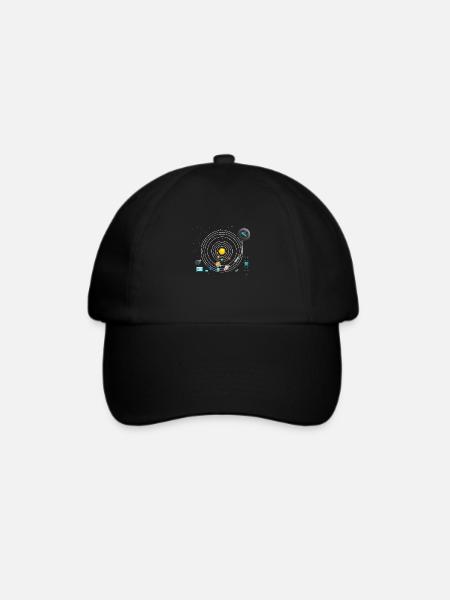 Astronomie Planeten Vinyl Plattenspieler DJ - Baseballkappe - Schwarz/Schwarz