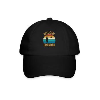 Reel Cool Grandad - Geschenk, das fischt, liebt - Baseballkappe - Schwarz/Schwarz - Vorne