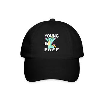 Jung und frei - Baseballkappe - Schwarz/Schwarz - Vorne