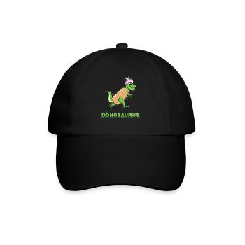 DÖNOSAURUS, Döner Saurier Dinosaurier Kebap Dino - Baseballkappe - Schwarz/Schwarz - Vorne