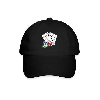 Poker Pokerkarten pokern Pokerface Kartenspiel - Baseballkappe - Schwarz/Schwarz - Vorne