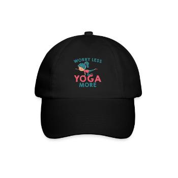 Yoga befreit Sorgen Spruch - Baseballkappe - Schwarz/Schwarz - Vorne