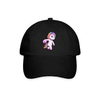 Niedliches Einhorn mit Bowling Kugel - Baseballkappe - Schwarz/Schwarz - Vorne