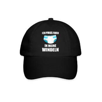 ABDL Windel Diaper Geschenk - Baseballkappe - Schwarz/Schwarz - Vorne