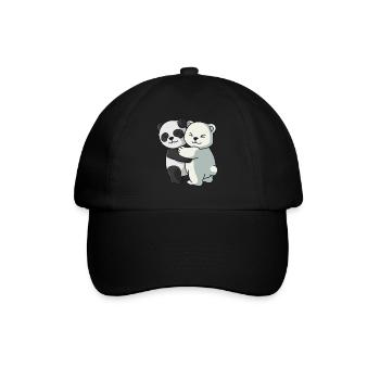 Panda mit Eisbär Bären Paar Liebe niedliche Tiere - Baseballkappe - Schwarz/Schwarz - Vorne