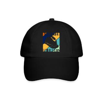 Bauleiter im Einsatz Baustelle Retro - Baseballkappe - Schwarz/Schwarz - Vorne