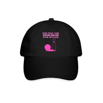 Kegeln - lustiger Kegler Frauen Spruch - Baseballkappe - Schwarz/Schwarz - Vorne