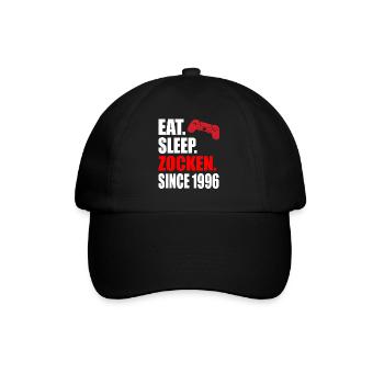 Eat Sleep Zocken Since 1996 25 - Baseballkappe - Schwarz/Schwarz - Vorne