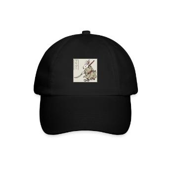 Japanische Kunst Kaninchen Samurai mit Schwert - Baseballkappe - Schwarz/Schwarz - Vorne
