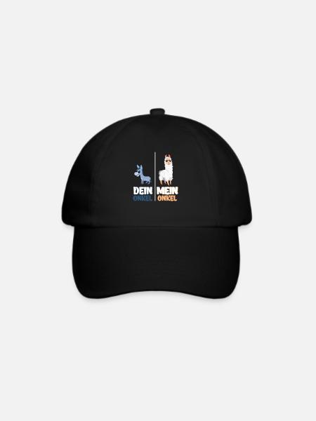 Mein Onkel Dein Onkel Lustiges Lama Geschenk - Baseballkappe - Schwarz/Schwarz