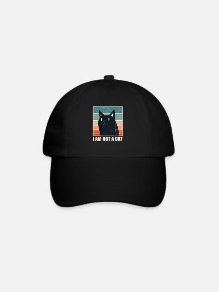 I am not a Cat - Funny Meme - Baseballkappe - Schwarz/Schwarz
