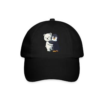 Eisbär mit Pinguin Liebe süßes niedliche Tiere - Baseballkappe - Schwarz/Schwarz - Vorne
