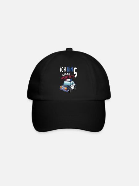 5. Geburtstag Polizei Geschenk 5 Jahre Polizist - Baseballkappe - Schwarz/Schwarz