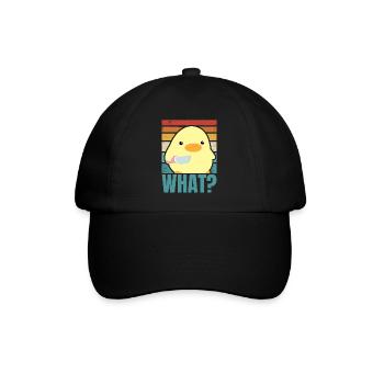 Ente mit Messer Meme Küken Huhn Gans Was Retro Sun - Baseballkappe - Schwarz/Schwarz - Vorne