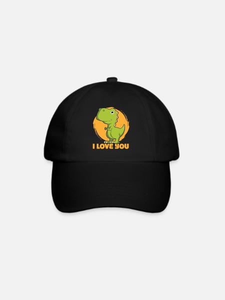Dino I love you - Baseballkappe - Schwarz/Schwarz