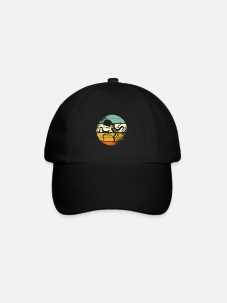 Tintenfisch Retro Oktopus - Baseballkappe - Schwarz/Schwarz