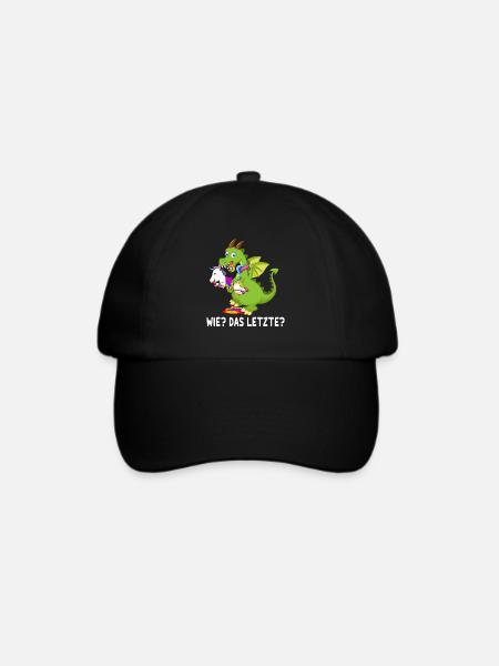 Wie das letzte? | Einhorn von Drache gefressen - Baseballkappe - Schwarz/Schwarz