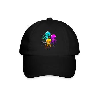 Qualle - Baseballkappe - Schwarz/Schwarz - Vorne