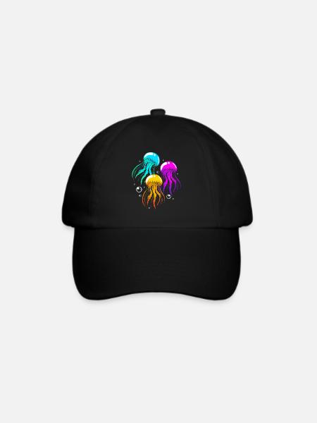 Qualle - Baseballkappe - Schwarz/Schwarz