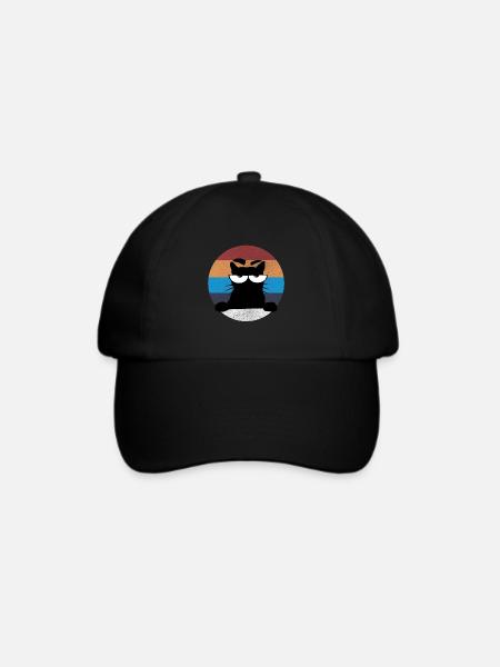 Grumpy Katze - Baseballkappe - Schwarz/Schwarz