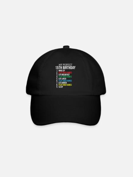 15. Geburtstag Happy Birthday Zocken Level 15 - Baseballkappe - Schwarz/Schwarz