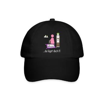 Lustiges Badezimmer Bild - Baseballkappe - Schwarz/Schwarz - Vorne