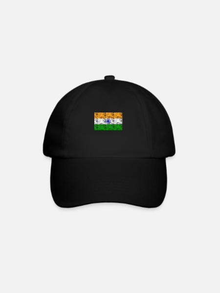 Indien Flagge Vintage - Baseballkappe - Schwarz/Schwarz