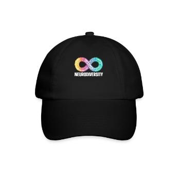 Neurodiversität Neurodivergent Regenbogen Infinity - Baseballkappe - Schwarz/Schwarz - Vorne