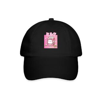 Funny Retro 90s Japan Erdbeer Milch Strawberry - Baseballkappe - Schwarz/Schwarz - Vorne