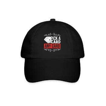 Wähle eine Karte Lustiger Magier Kartentrick - Baseballkappe - Schwarz/Schwarz - Vorne