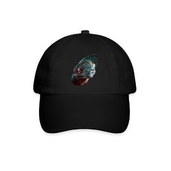 Schlange Schlangen Schlangenmotiv Tiergesicht Tier - Baseballkappe - Schwarz/Schwarz - Vorne