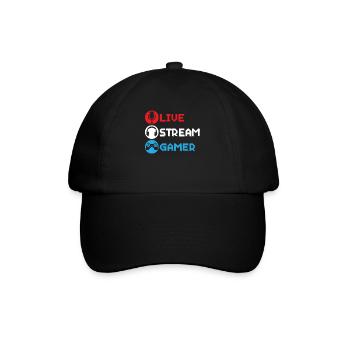 Live Stream Gamer Livestreaming Online Spiel - Baseballkappe - Schwarz/Schwarz - Vorne