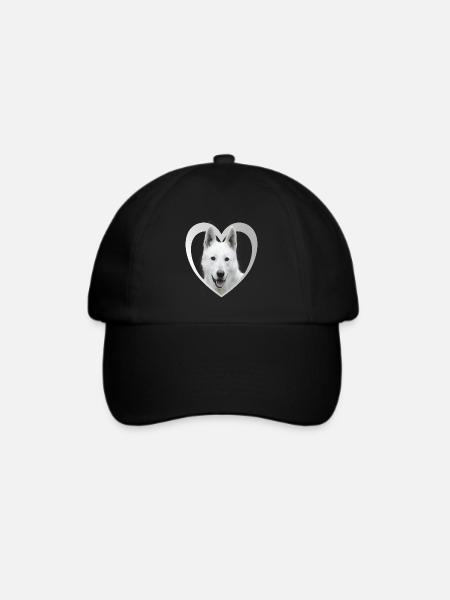 Weißer Schäferhund - Weisser Schäferhund Herz - Baseballkappe - Schwarz/Schwarz